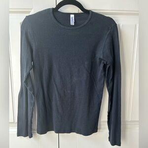 Black Long Sleeve Thermal Tee 100% Cotton